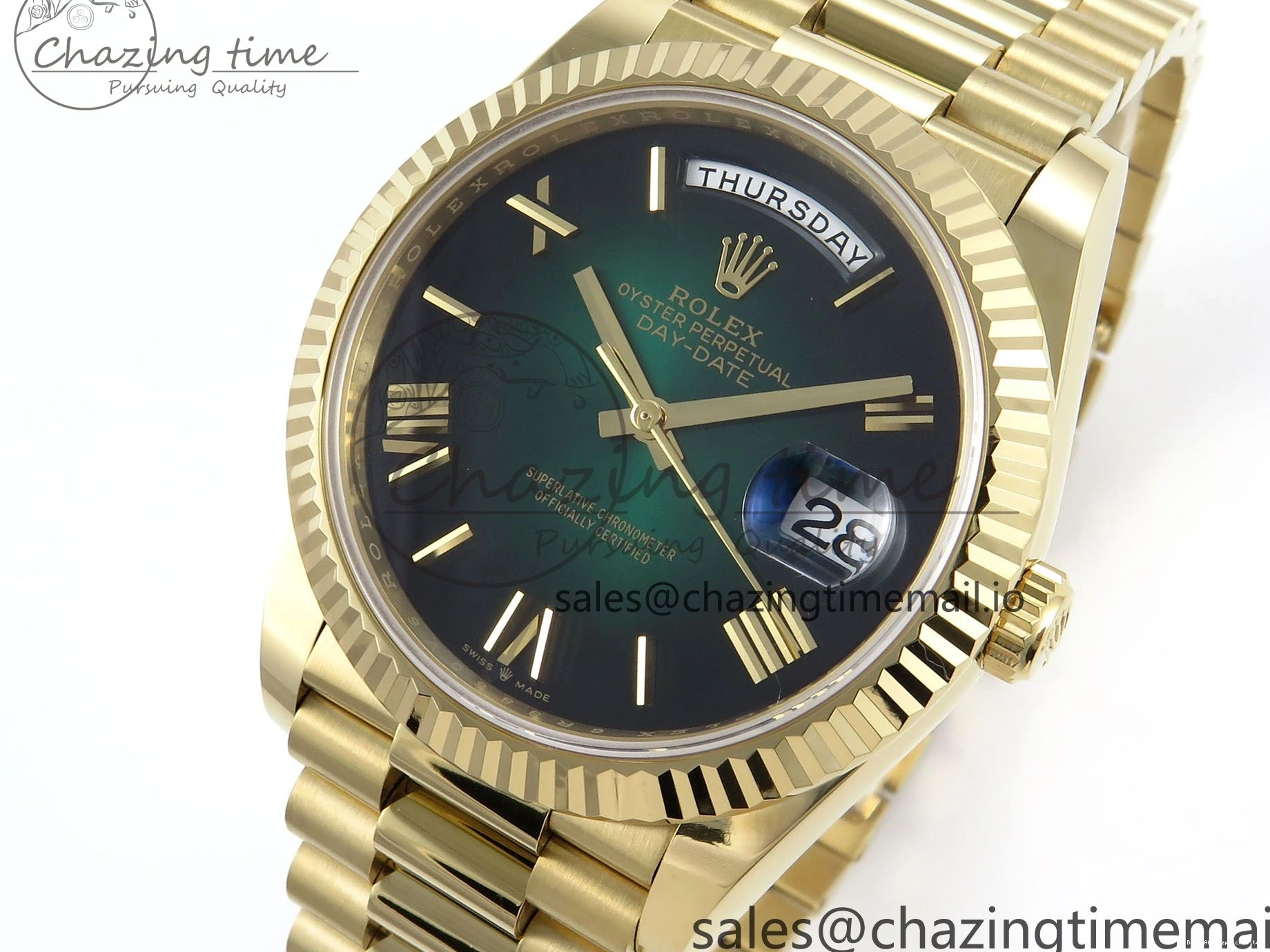 Best AAA Replica Sites Green Weight) 803 1:1 on Edition Effortless Bracelet 228238 (Gain Ombre Date President Noob Day 40 YG A2836 Roman Dial Best 1226